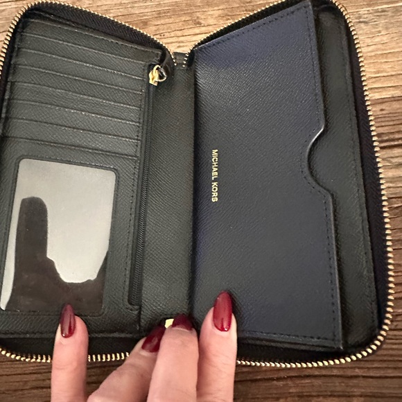 Michael Kors Black Leather Wristlet with Signature Gold Accents - Picture 6 of 7